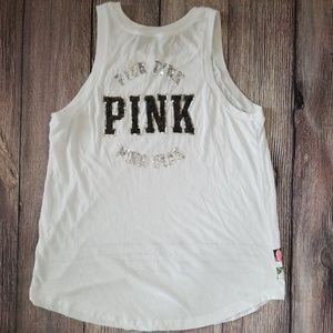 Victorias secret pink tank top white large
